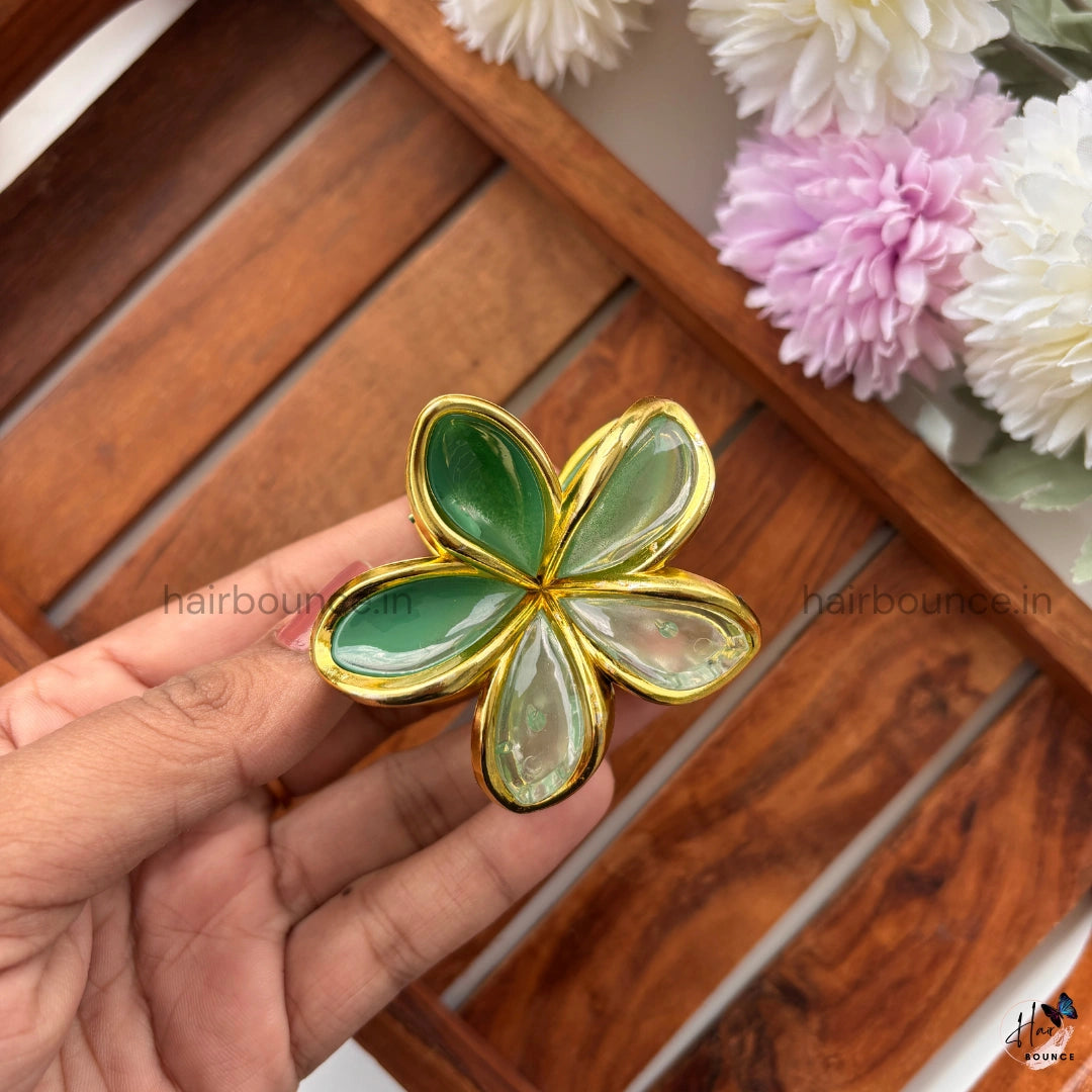 Golden Petal Flower Hair Claw - Medium