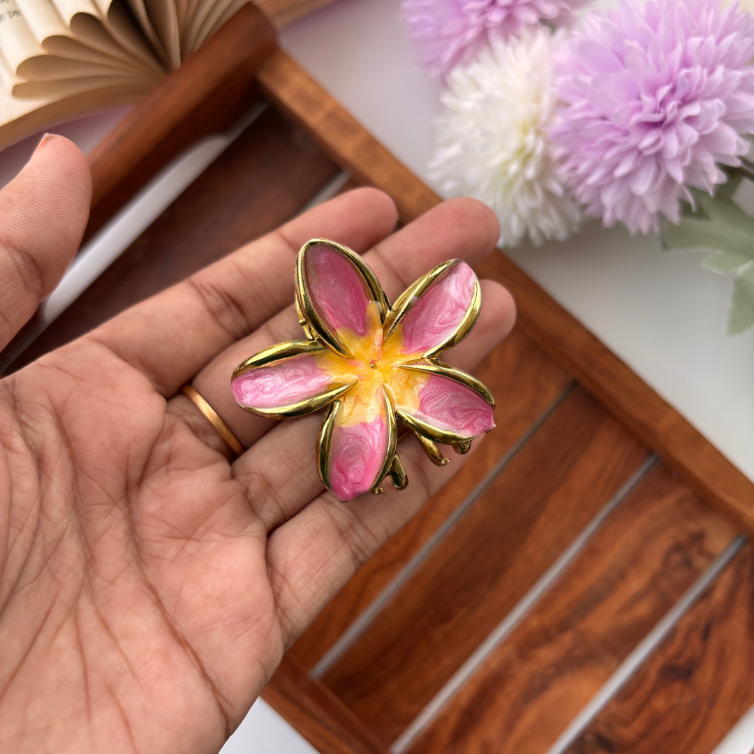 Golden Petal Gloss Hair Claw -  Medium
