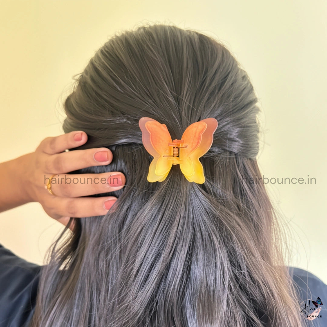 Double Petal Rainbow Butterfly Hair Claw – Medium