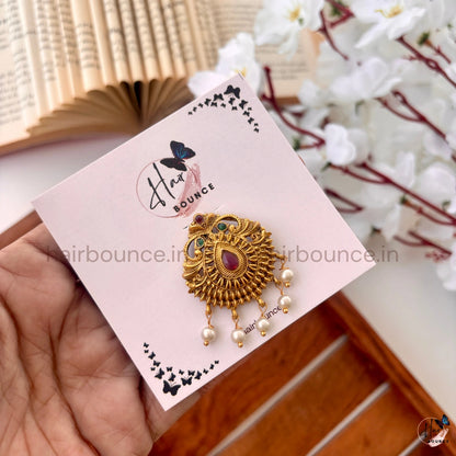 Royal Mayuri Kemp Jada Billa with Pearl Hangings