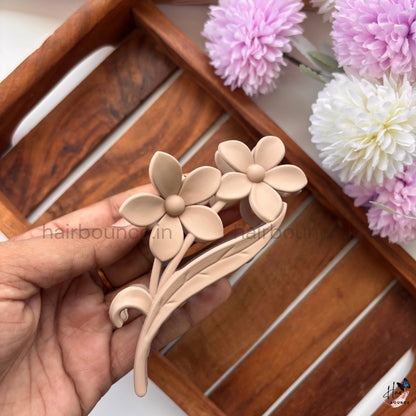 Matte Twin Blossom Vine Hair Claw – Large