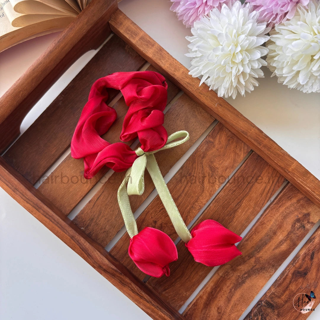 Lovely Tulip Fluffy Scrunchie - Organza