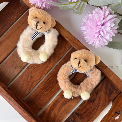 Teddy Pompom Plush Scrunchies – Cute & Cuddly Style