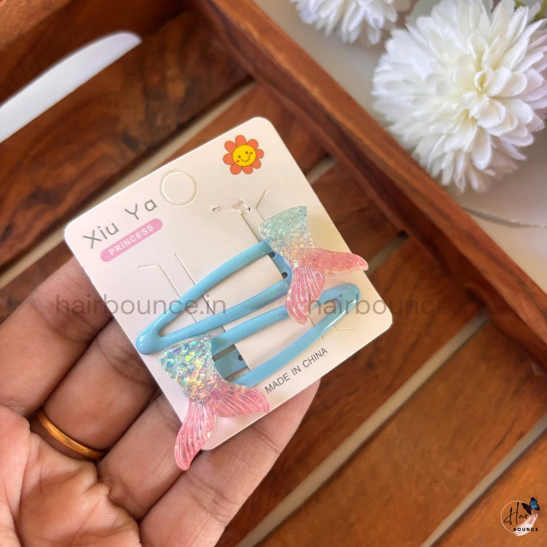 Ocean Sparkle Glitter Tic Tac Hair Clips – Set of 5
