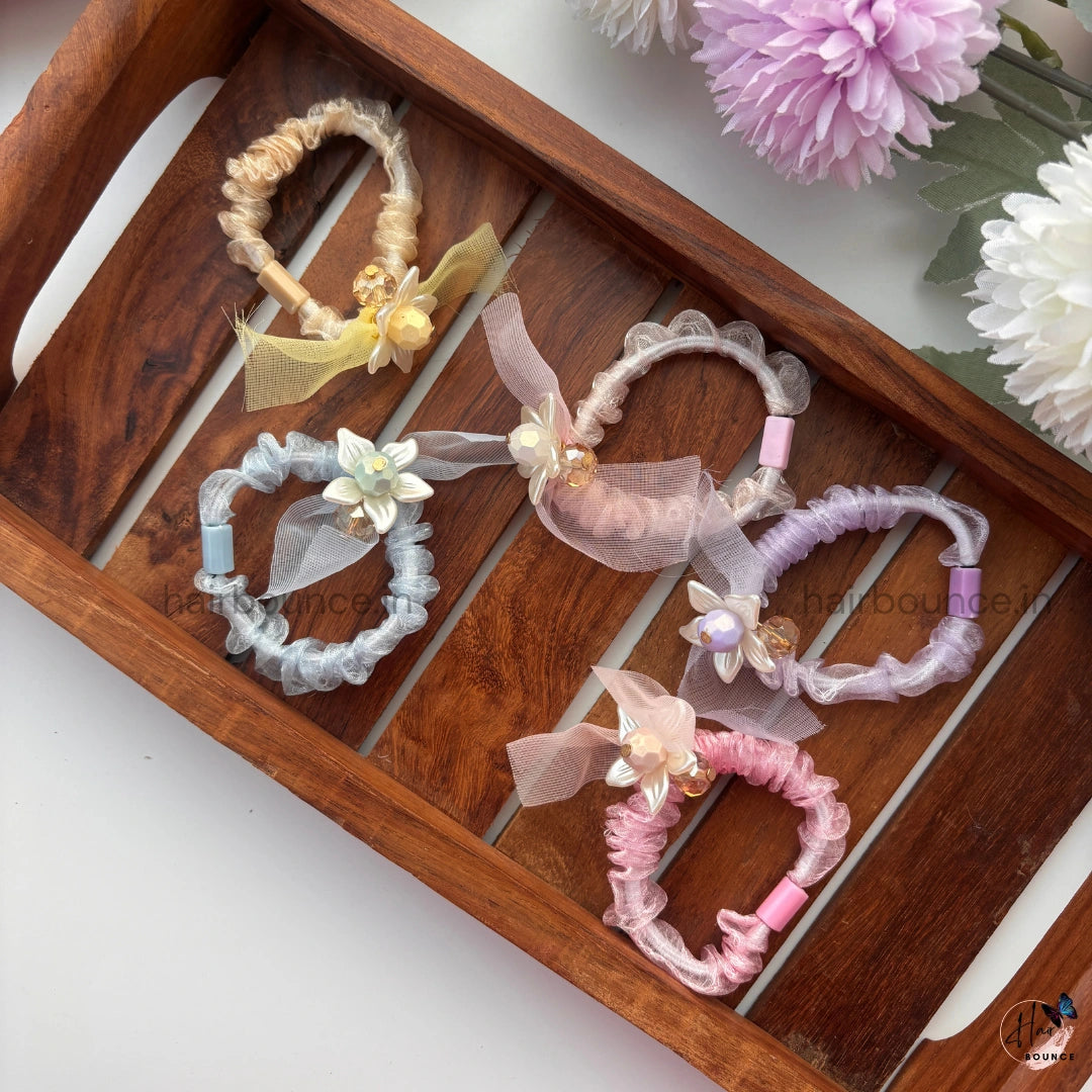Crystal Blossom Organza Scrunchie