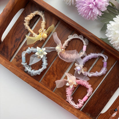 Crystal Blossom Organza Scrunchie