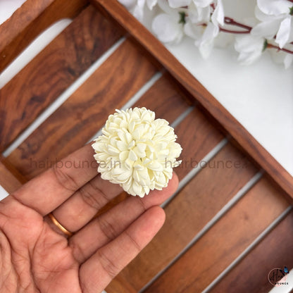 Ivory Bloom Floral Hair Tie | Handmade Flower Ponytail Holder for Girls & Women