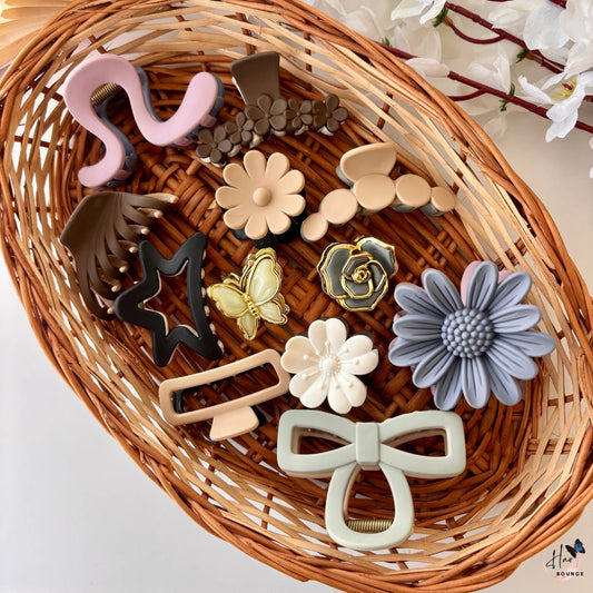 Daily Style Hair Claw Hamper – Assorted & Repeated Colours / Pack of 12