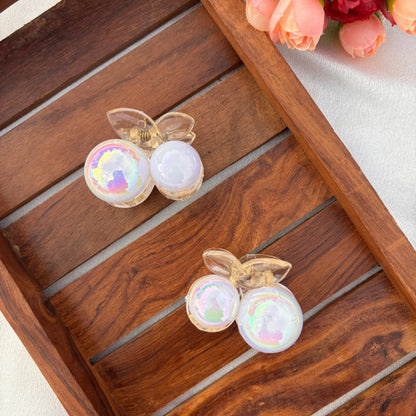 White Pearl Cherry Hair Claw - Medium