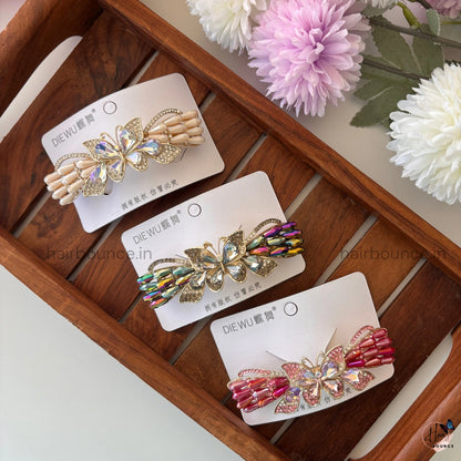 Aurora Butterfly Crystal Bar Clip