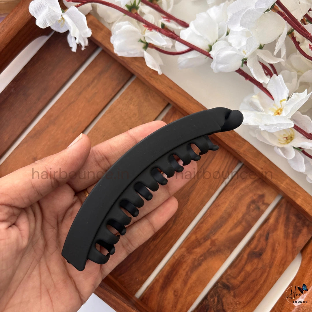 Matte Black Banana Hair Clip – Large
