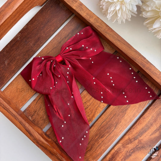 Crystal Glow Ribbon Bow Clip