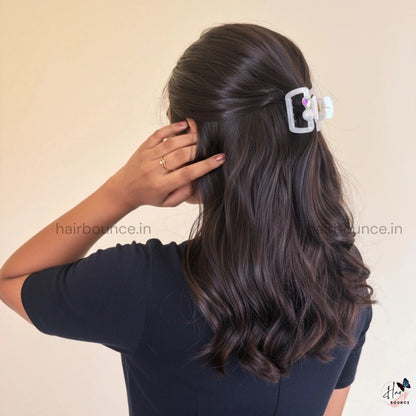 Crystal Pearl Rectangle Hair Claw – Medium