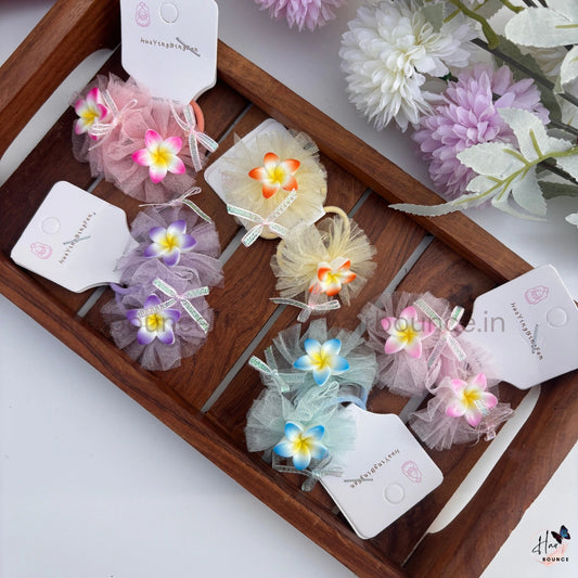 Tropical Blossom Tulle Hair Ties - Pack of 2
