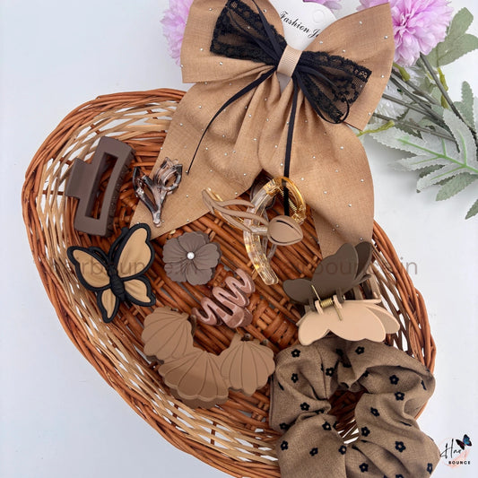 Mocha Elegance Hair Accessory Hamper