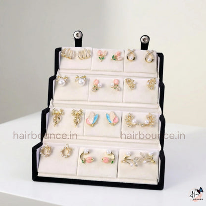 Elegant Pearl Earrings Combo Set with Box