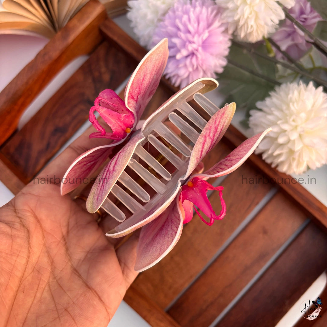 Orchid Bloom Hair Claw – Luxe Floral Edition / Large