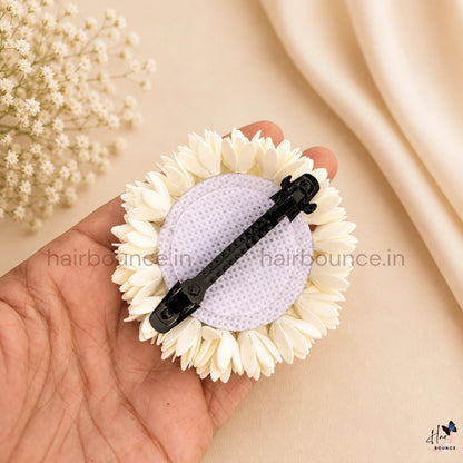 Traditional Mullai Poo Kemp Stone Center Hair Clip