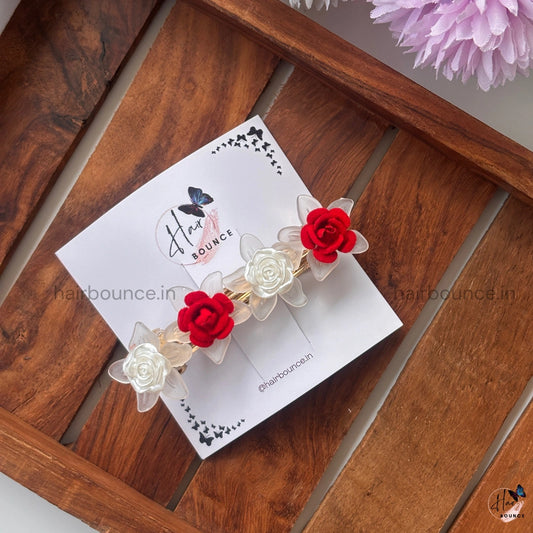 Rose Pearl Floral Center Hair Clip