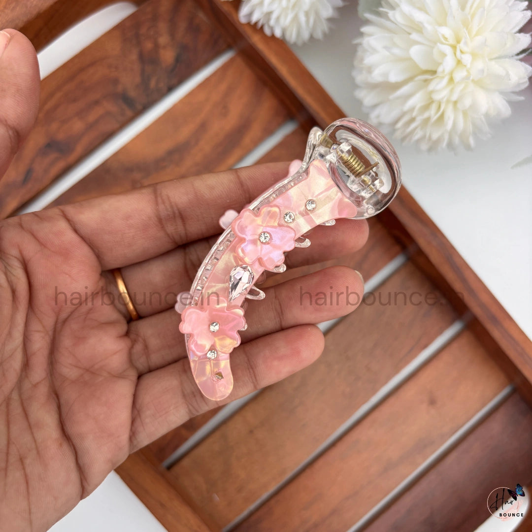 Crystal Blossom Banana Hair Clip – Medium
