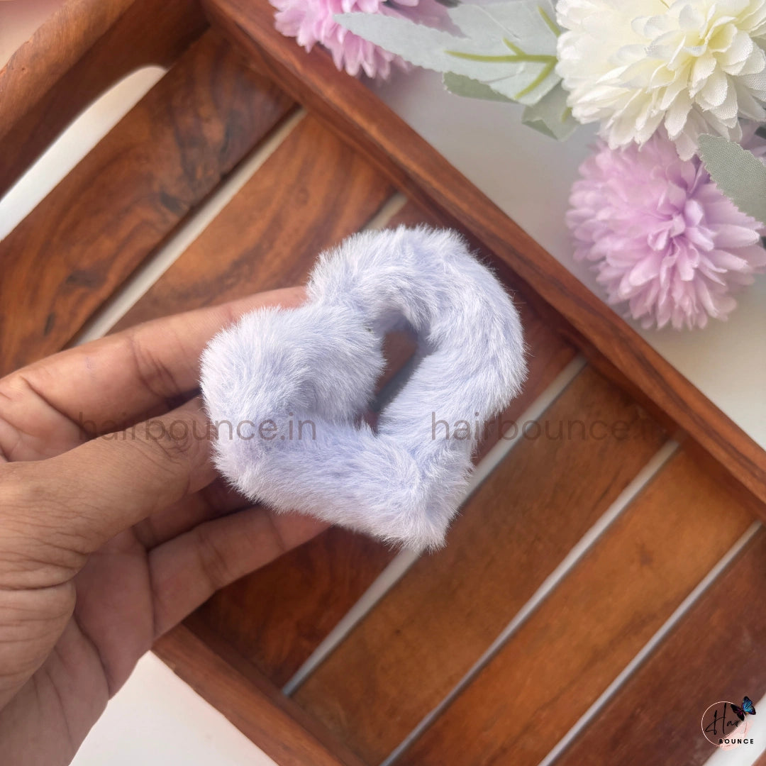 Colourful Heart Fur Hair Claw - Medium