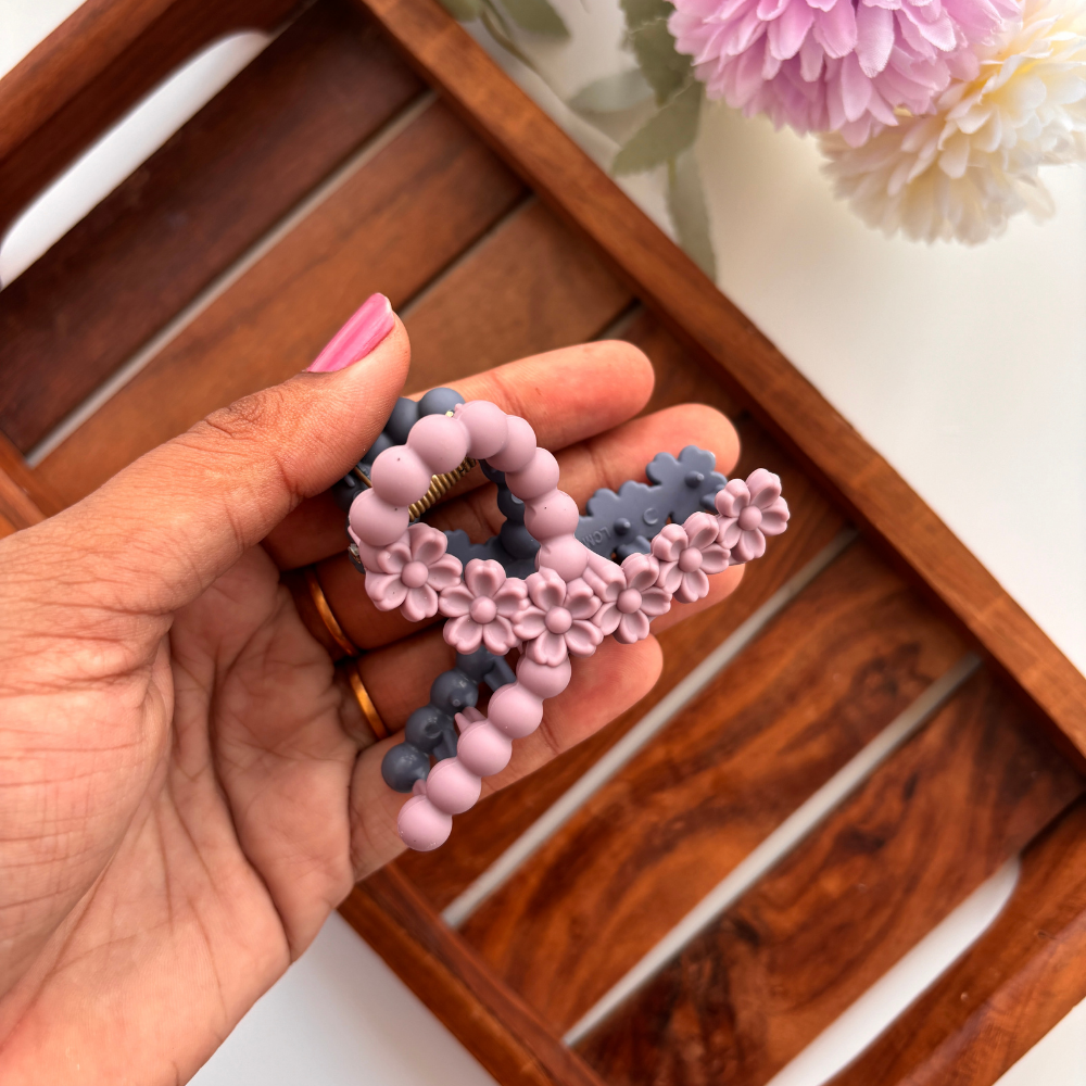 Dual Colour Flower Bubble Loop Hair Claw - Medium