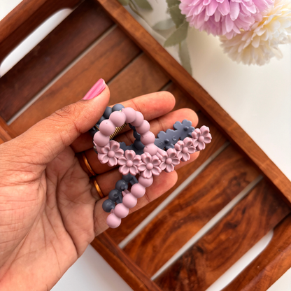 Dual Colour Flower Bubble Loop Hair Claw - Medium