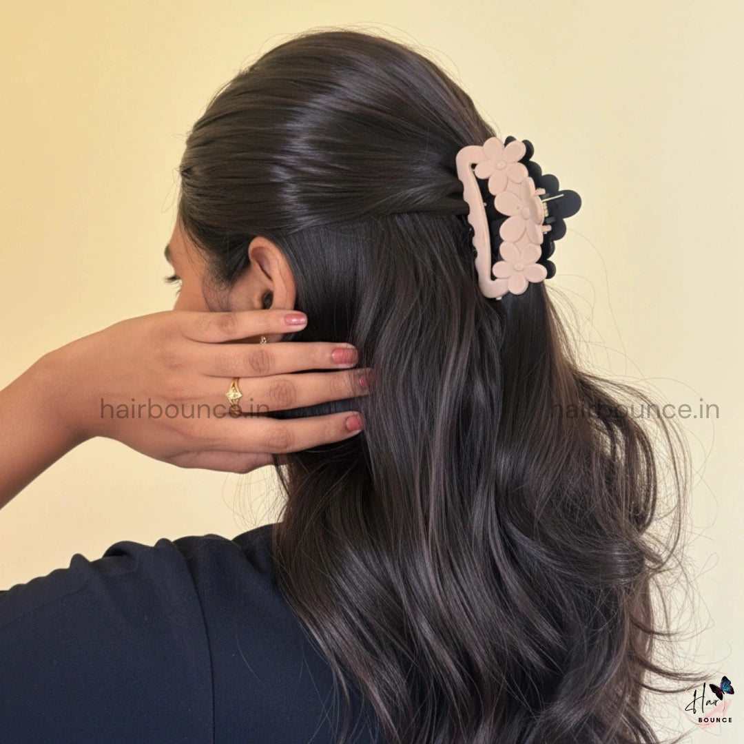 Dual Colour Flower Curve Hair Claw - Medium