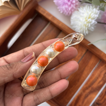 Dual Tone Pearl Banana Clip - Medium