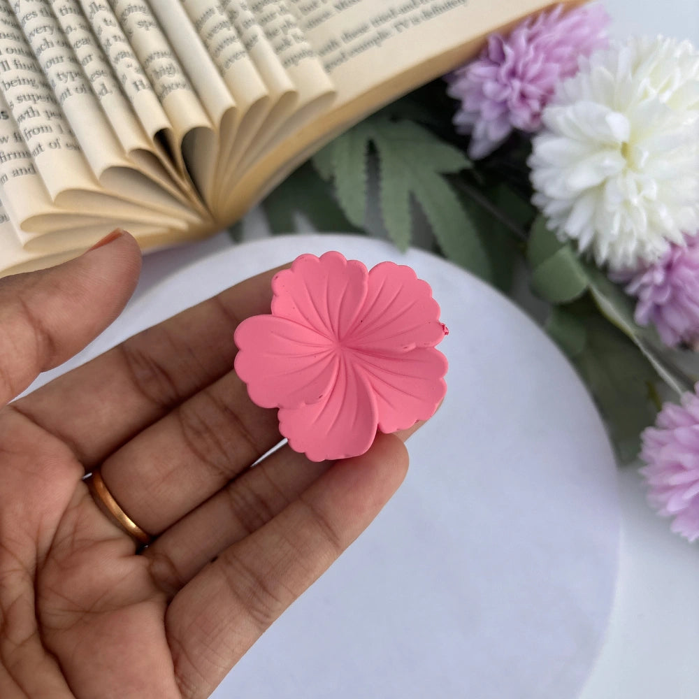 Bright Shades Matte Hibiscus Flower Hair Claw - Small