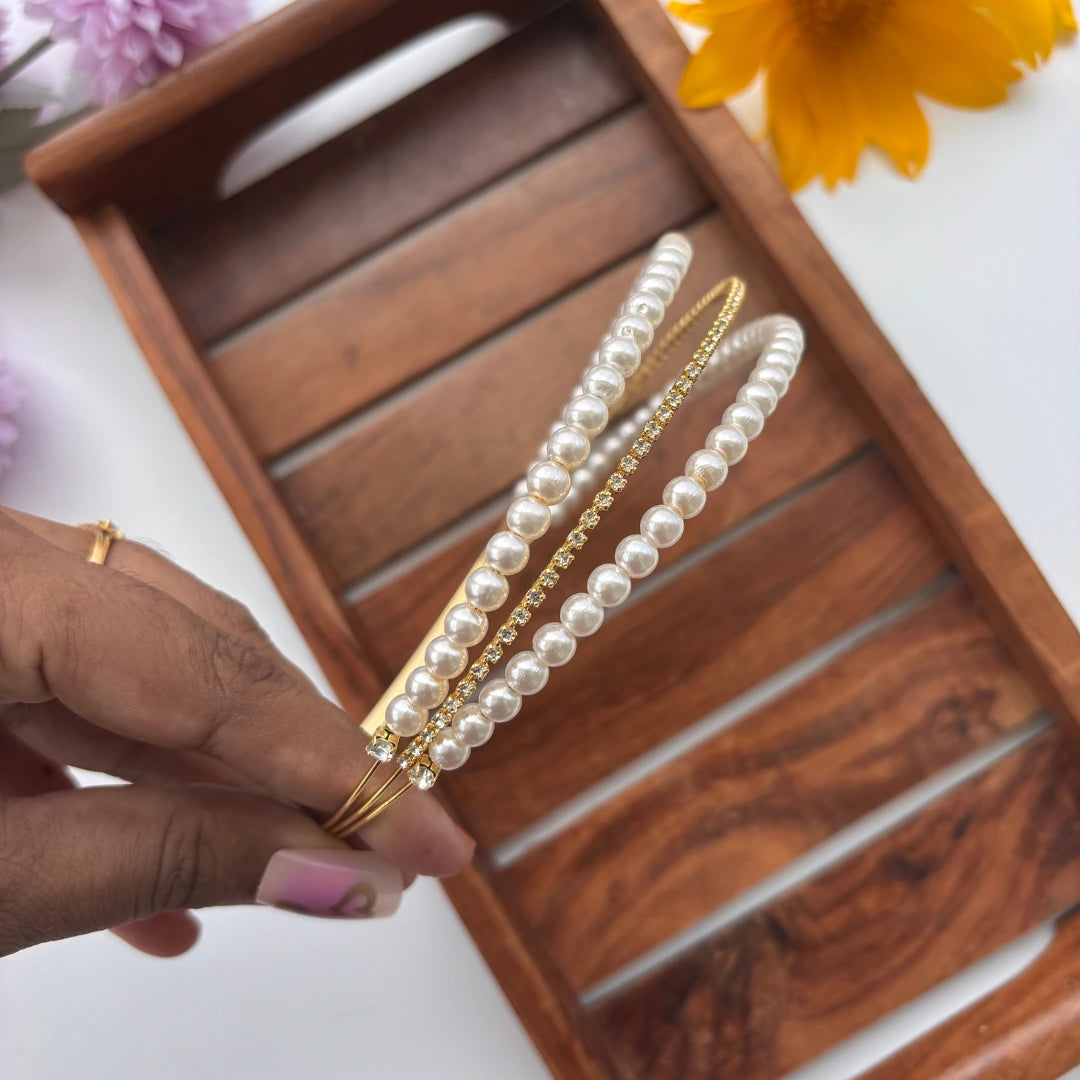 Three Layer Pearl Stone Headband