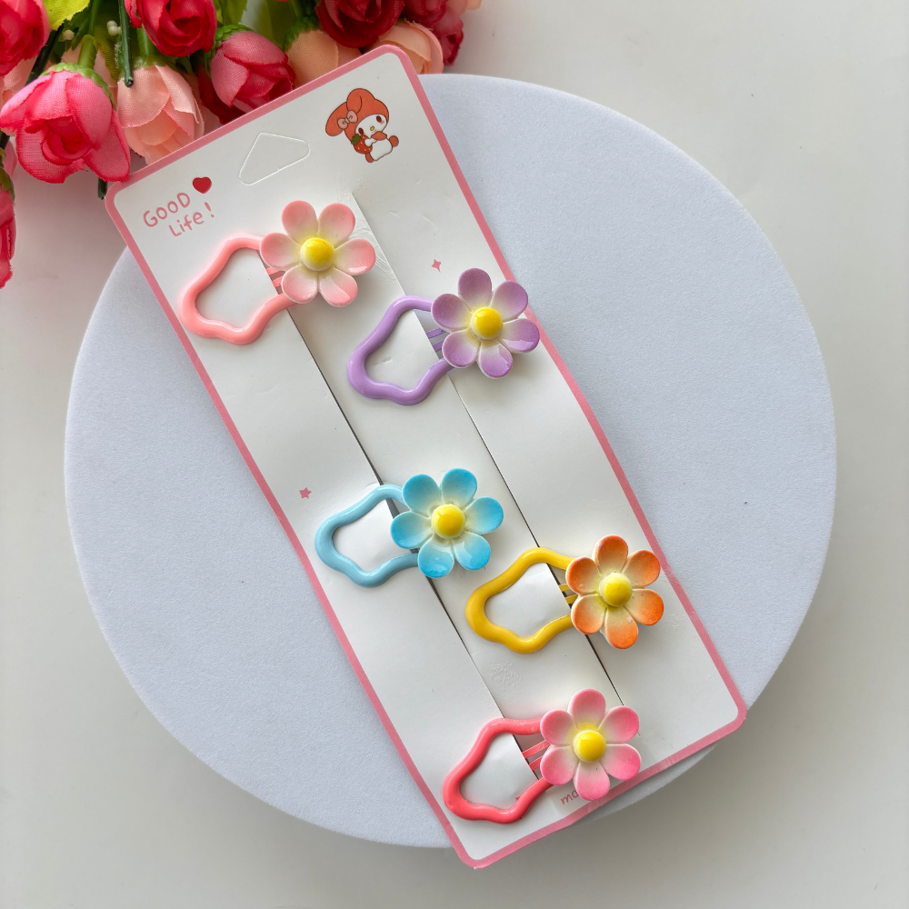 Flower Tic Tac Hair Clips - Pack of 5