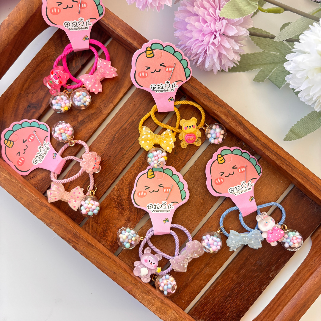 Candy Bead & Bow Hair Tie