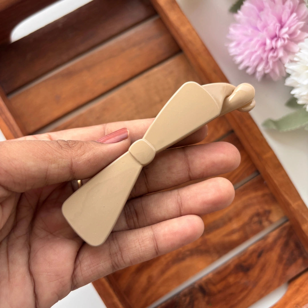 Glossy Earth Tone Bow Banana Clip - Medium