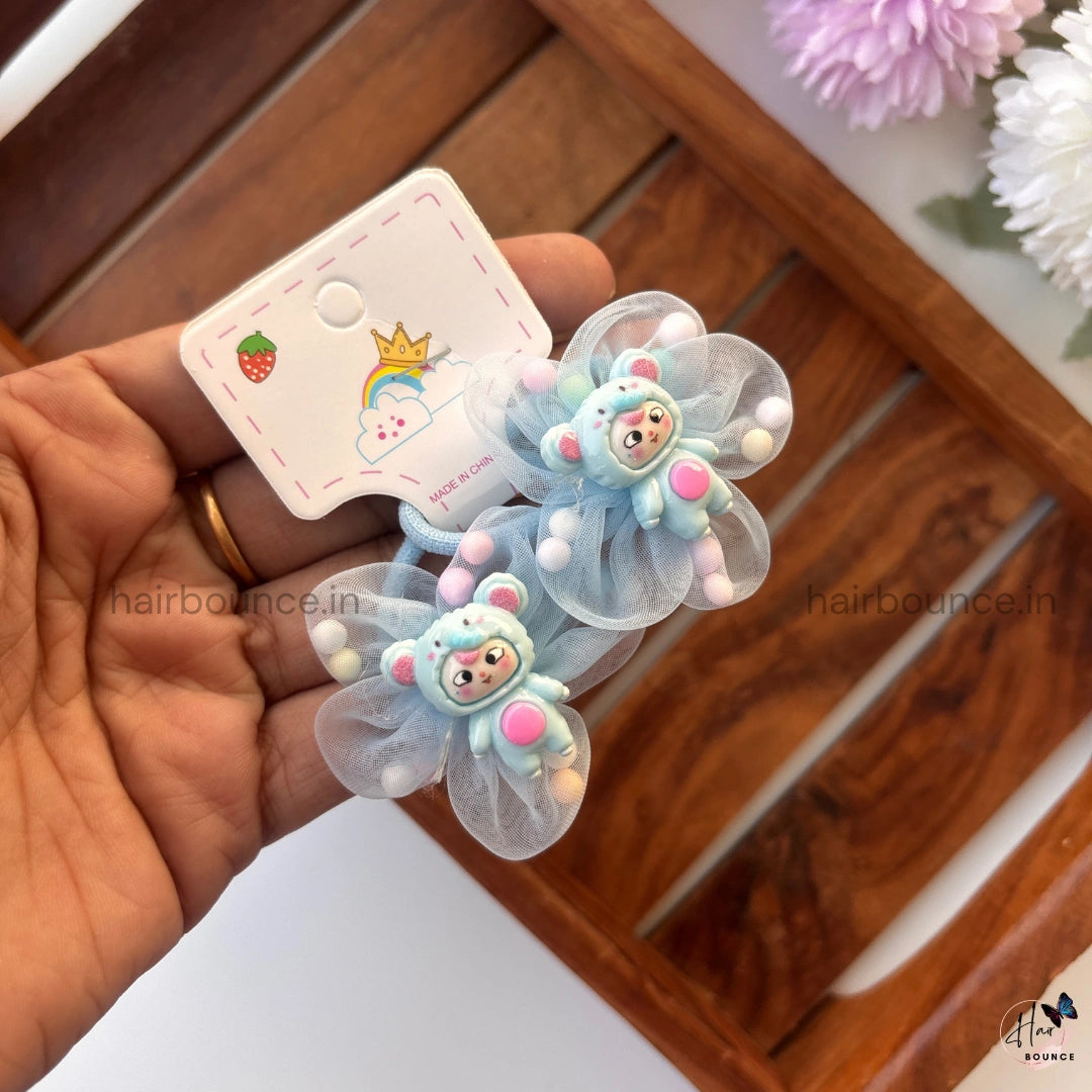 Pom-Pom Teddy Organza Hair Rubber Bands