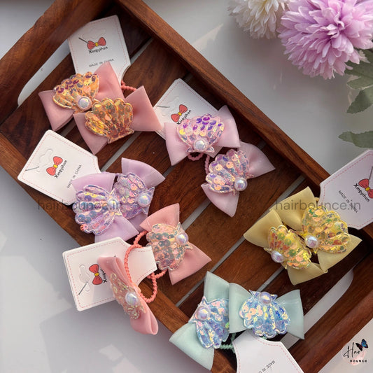 Mermaid Shell Bow Rubber Bands