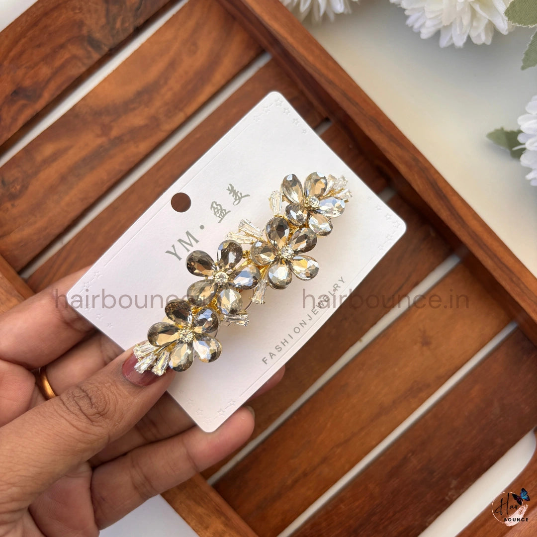 Emerald Luxe Crystal Bloom Center Clip
