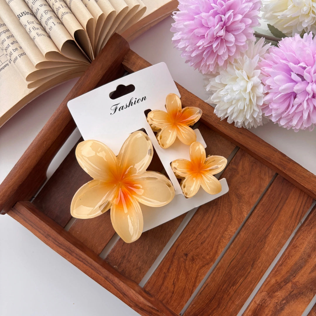 Shinny Lilly Flower Hair Claw - Set of 3