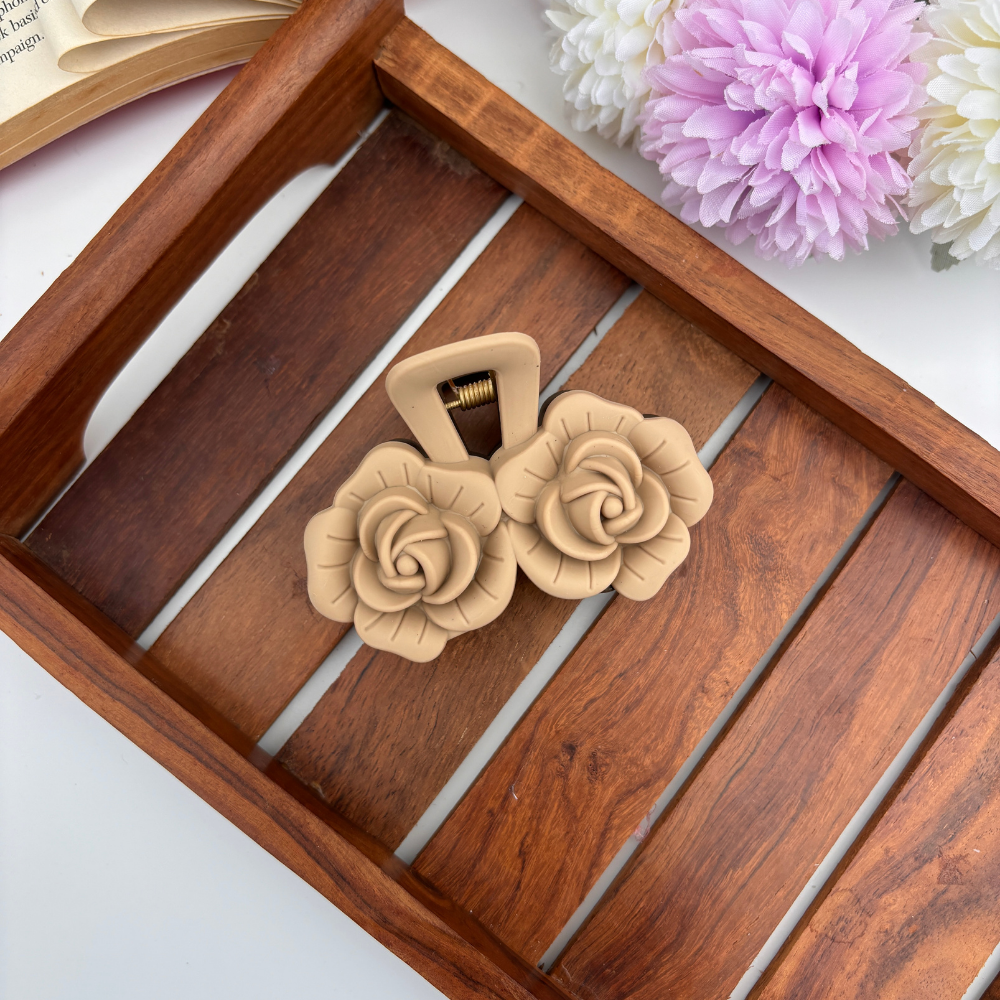 Dual Colour Twin Rose Hair Claw - Large