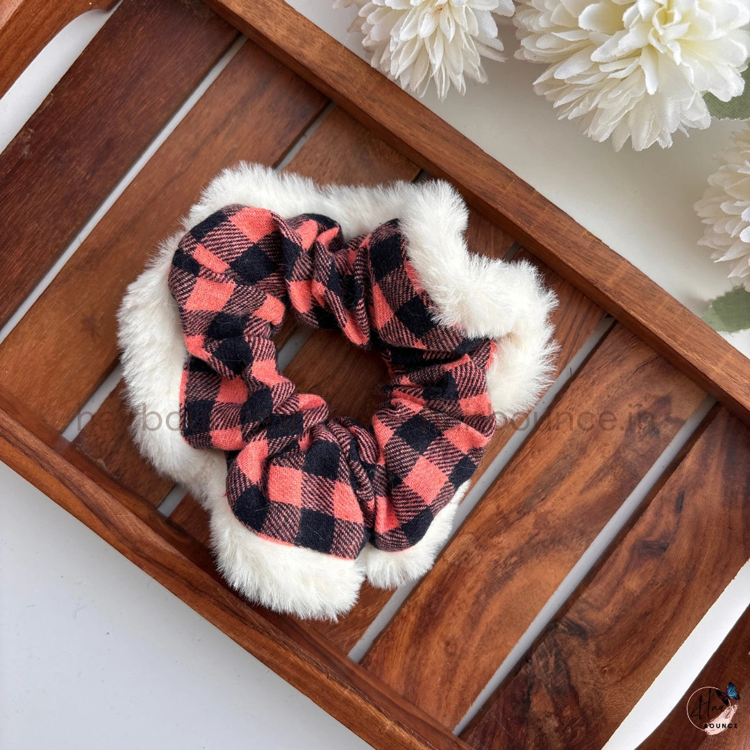 Winter Luxe Faux Fur Scrunchie with Textured Fabric