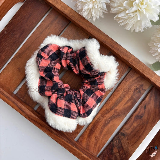 Winter Luxe Faux Fur Scrunchie with Textured Fabric