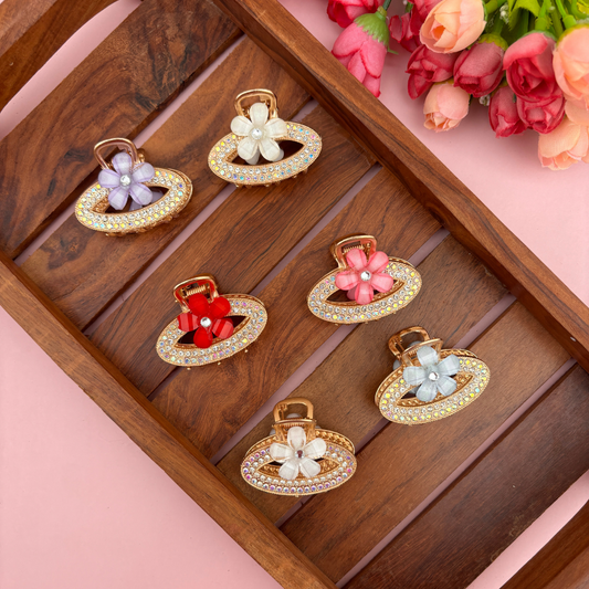 Elegant Oval Shape Flower Metal Claw – Medium