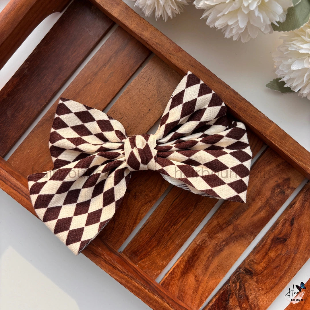 Harlequin Check Bow Hair Clip