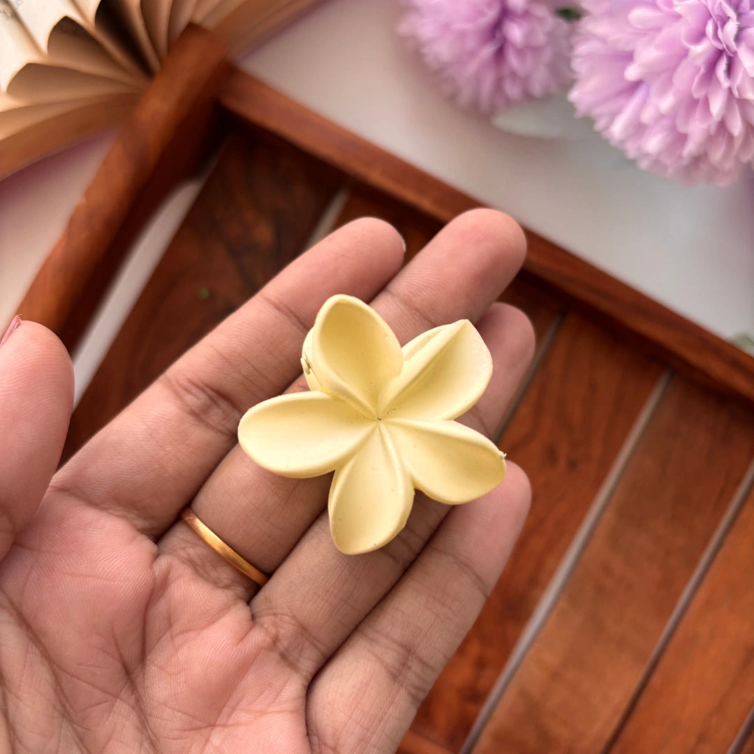 Soft Matte Plumeria Flower Hair Claw – Small