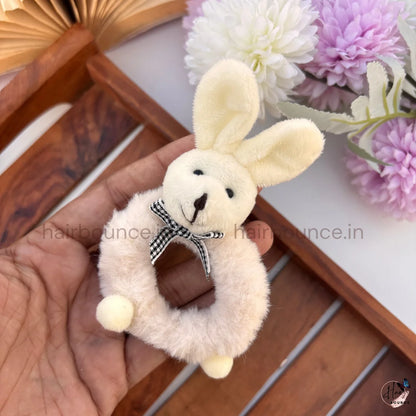 Cute Bunny Rabbit Fluffy Hair Scrunchie with Bow – 2 Colours