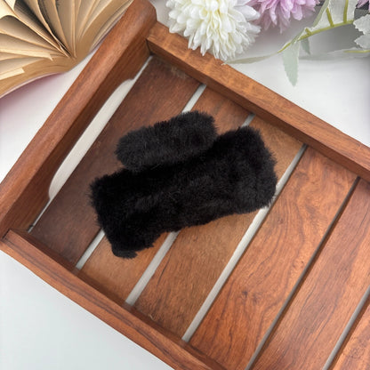 Furry Rectangle Hair Claw - Large
