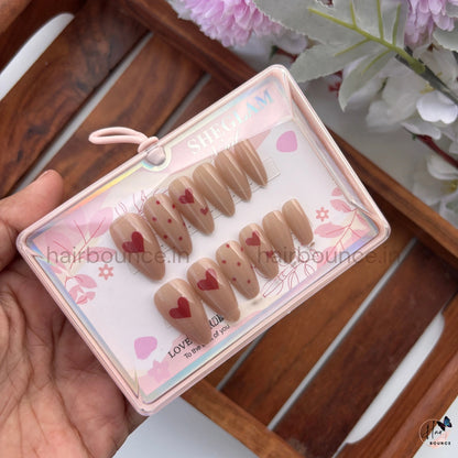 Sweetheart Press-On Nail Set – Reusable Fake Nails (12 Colours)