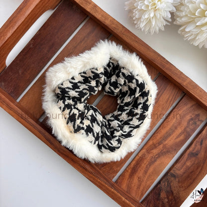 Winter Luxe Faux Fur Scrunchie with Textured Fabric