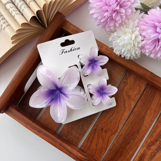 Shinny Lilly Flower Hair Claw - Set of 3