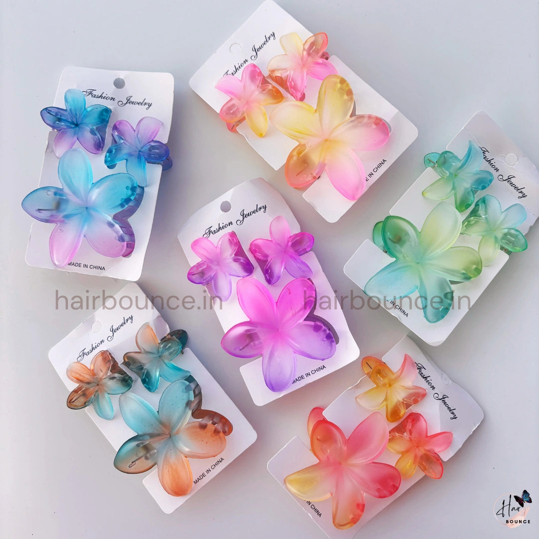 Dreamy Petal Crystal Hair Claw - Set of 3